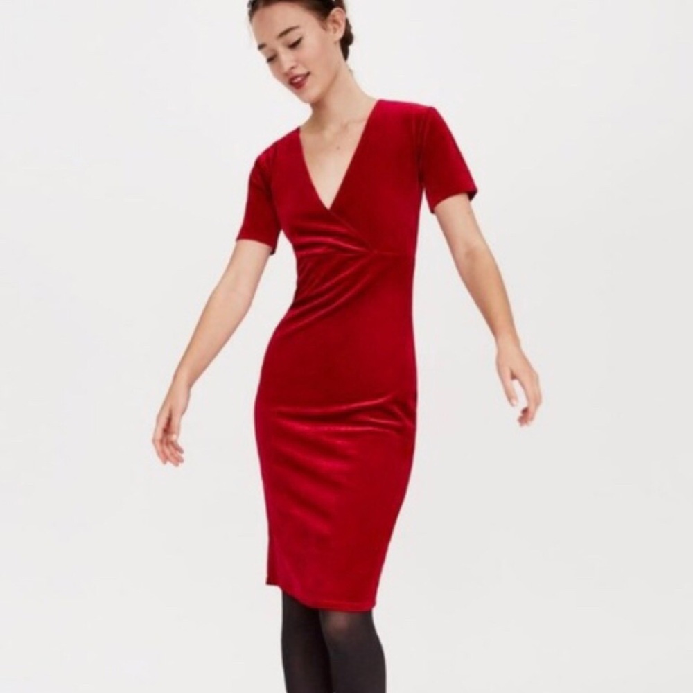 ZARA Trafaluc Velvet Midi Dress